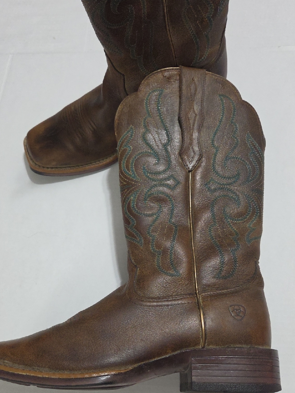 Ariat Brown Leather Boot with Teal Interior